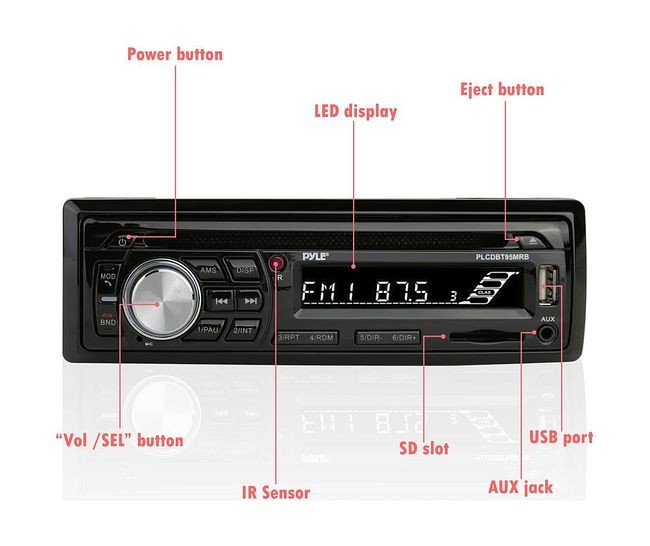 Морская акустика 1DIN PYLE PLCDBT95MRB, комплект
