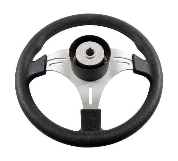 Рулевое колесо MANTA обод черный, спицы серебряные д. 355 мм