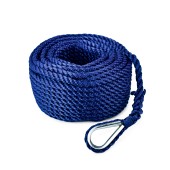 Трос (конец) якорный Skipper трёхпрядный, 12мм, нейлон 50м, синий Трос (конец) якорный Skipper трёхпрядный, 12мм, нейлон 50м, синий