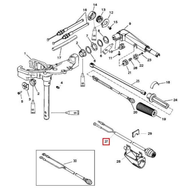 Кнопка старт/стоп в сборе MERCURY - 6/8/9.9/15 HP (Quicksilver)