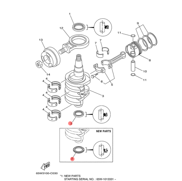 Сальник Yamaha (F25-01.04.00.24; F60FETL-01.05.00.22) (35x46.85x6) (PREMARINE)