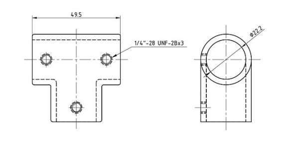 Тройник леера 7/8"(22,2 мм), 90 град Тройник леера 7/8"(22,2 мм), 90 град