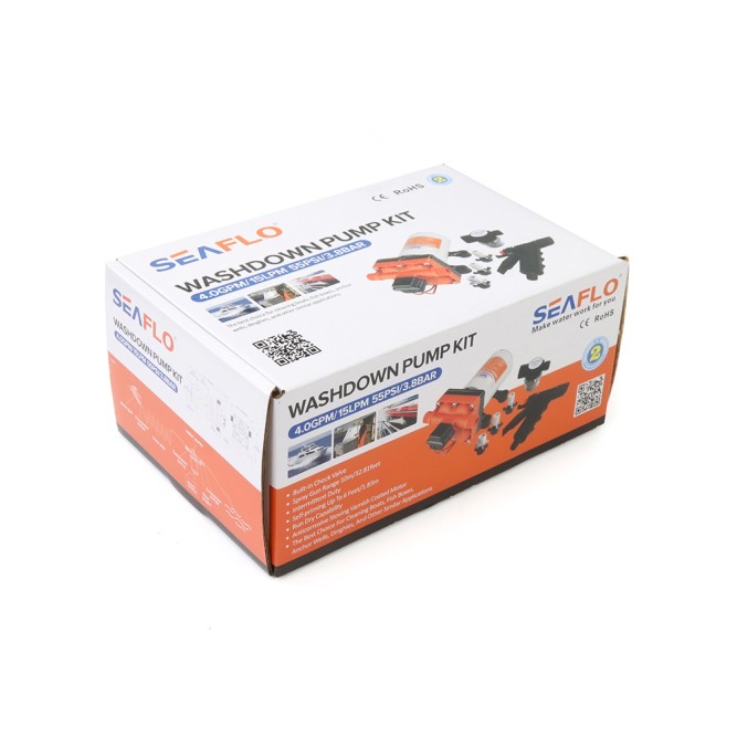 Комплект помывочный SeaFlo, 12V без шланга 15 л/мин, 3.8 BAR, без шланга