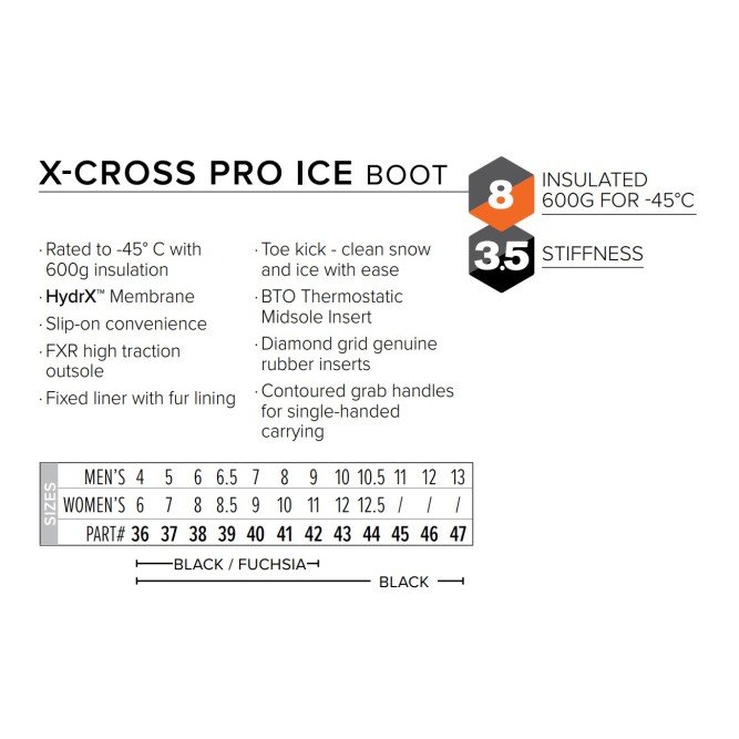 Ботинки FXR X-Cross Pro-Ice с утеплителем Black, 12/46