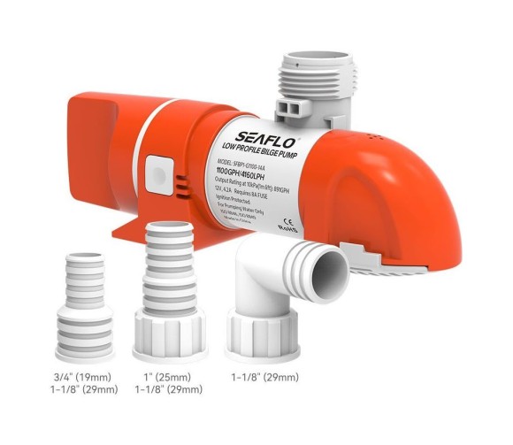 Помпа осушительная автоматическая низкопрофильная, 24 В, 1100GPH (4163 л/ч), SeaFlo Помпа осушительная автоматическая низкопрофильная, 24 В, 1100GPH (4163 л/ч), SeaFlo
