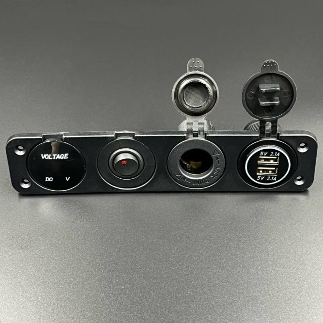 Панель управления (1 тумблер вкл/выкл, 2 USB, розетка 12V, вольтметр) (PREMARINE)