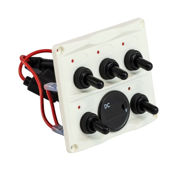 Панель управления 5шт с цифровым вольтметром, белая Панель управления 5шт с цифровым вольтметром, белая