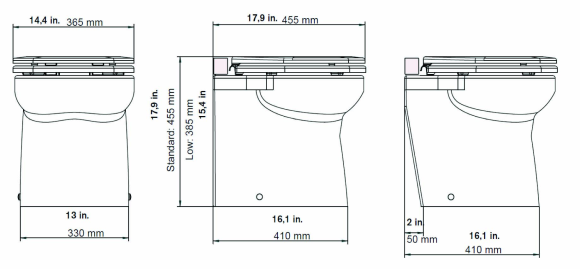 Унитаз с электрической помпой ELEGANT, 12 В Унитаз с электрической помпой ELEGANT, 12 В
