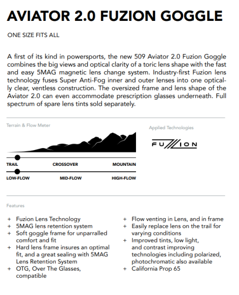 Очки 509 Aviator 2.0 Fuzion без подогрева Sharkskin
