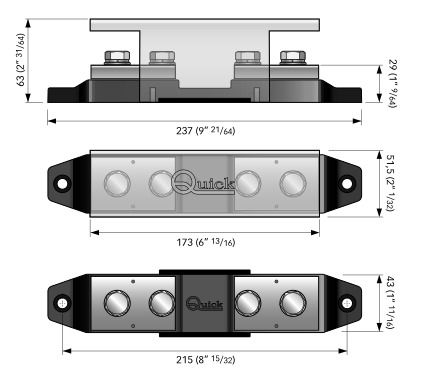 Держатель для предохранителя до 600A, 12 В, Quick