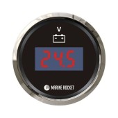 Вольтметр цифровой 9-32 В, черный циферблат, нержавющий ободок, д. 52 мм, Marine Rocket