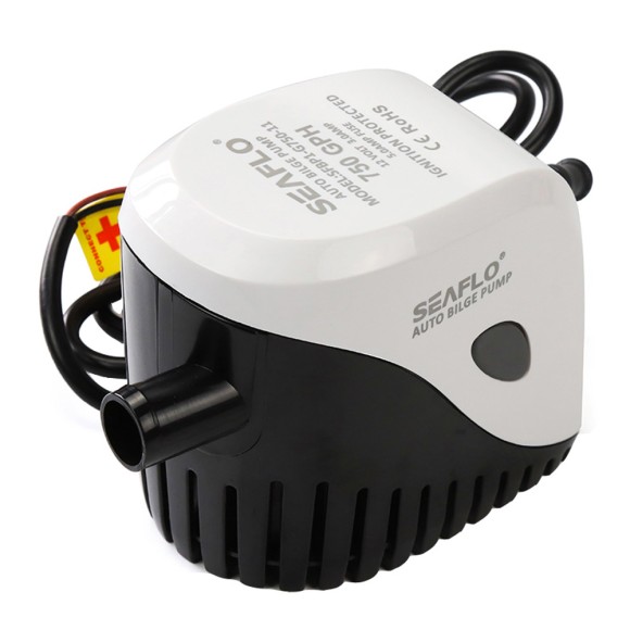 Помпа водооткачивающая автоматическая SeaFlo трюмная, 12V 750 галлон/час, патрубок 19 мм