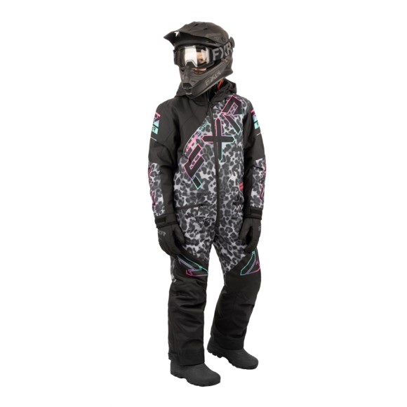 Детский комбинезон FXR CX с утеплителем Black Cheetah/Mint-Electric Pink, 4