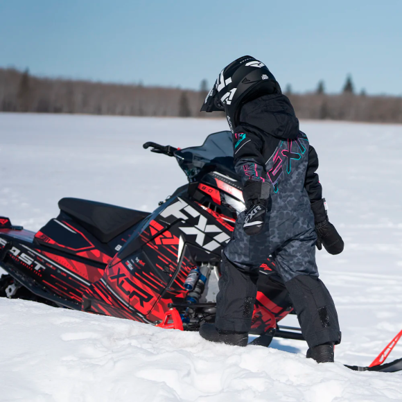 Детский комбинезон FXR CX с утеплителем Black Cheetah/Mint-Electric Pink, 4