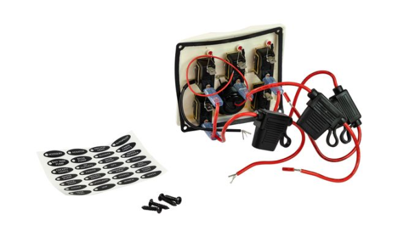 Панель бортового питания 5 переключателей, индикация, вольтметр, белая