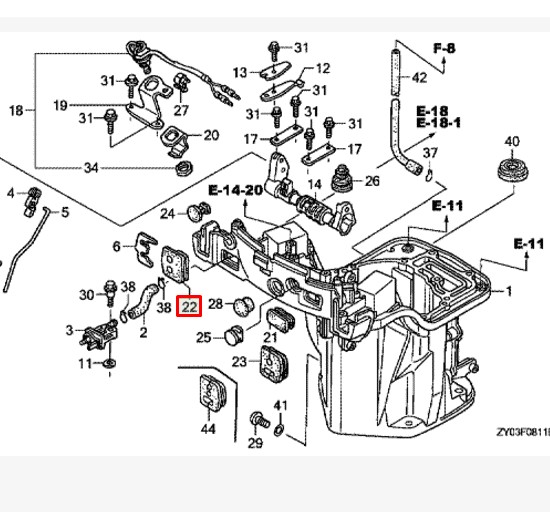Уплотнение тросов газа в поддон BF8-20 (Honda)