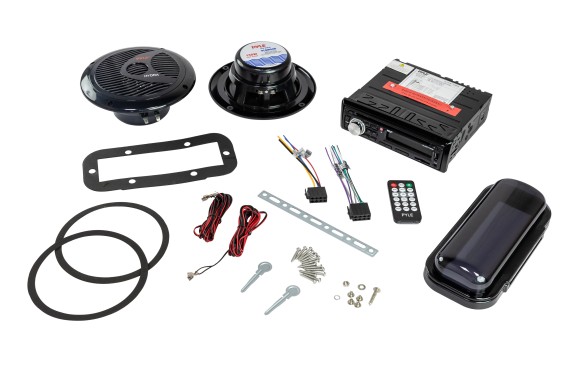 Морская магнитола 1DIN PYLE PLCDBT75MRB, комплект