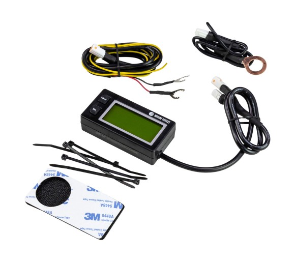 Тахометр универсальный со счетчиком моточасов, датчиком температуры, вольтметром, подсветкой, сменная батарейка