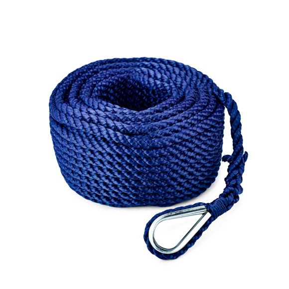 Трос (конец) якорный Skipper трёхпрядный, 6мм, нейлон 20м, синий