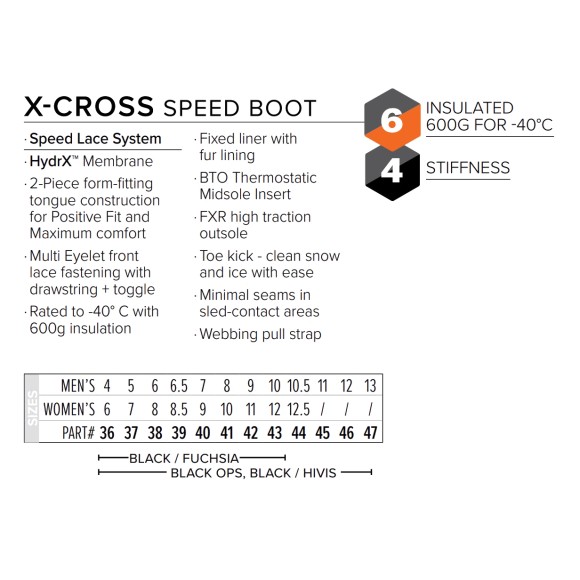 Ботинки FXR X-Cross Speed Black Ops, 44
