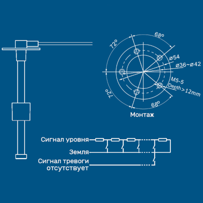 Датчик уровня KUS S5, 0-190 Ом Диапазон длины (европейский тип) S5-E150mm