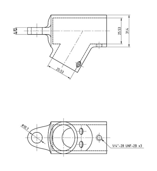 Тройник леера 1" (25,4 мм), 60 град с петлей