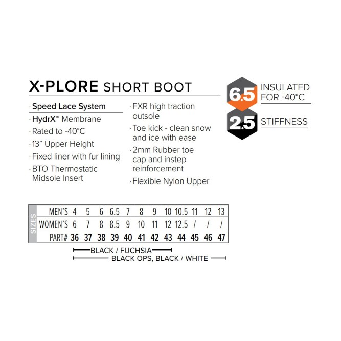 Ботинки FXR X-Plore Short с утеплителем Black Ops, 10.5/12.5/44