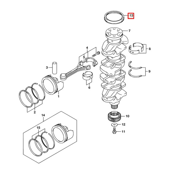 Сальник коленвала (верх) Suzuki DF150-350A (09283-91001) (91x109x10) (Suzuki)
