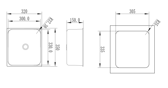 Мойка квадратная, стеклянная крышка, Marine Rocket