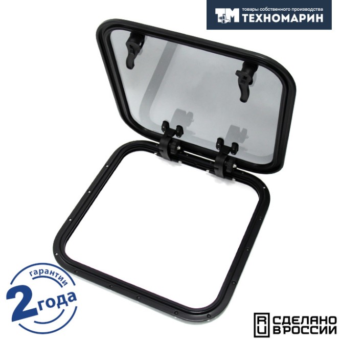 Люк палубный распашной Альбатрос 650x650 (черное исполнение)