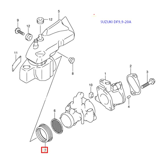 Уплотнение впускного коллектора Suzuki DF9.9-15-20(A), DF9.9(B) (Suzuki) Уплотнение впускного коллектора Suzuki DF9.9-15-20(A), DF9.9(B) (Suzuki)