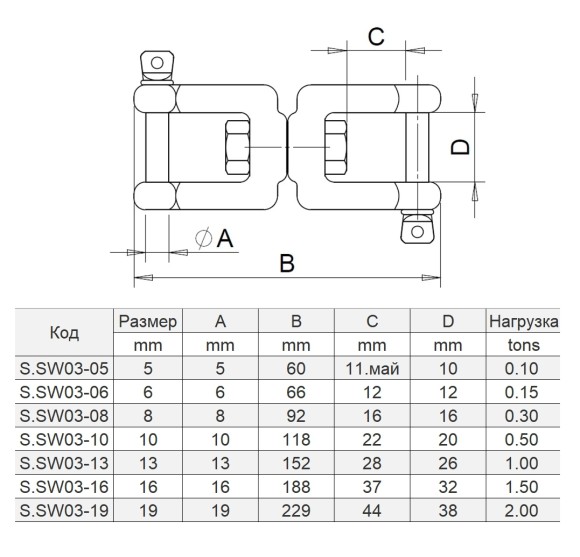 Вертлюг скоба/скоба, 10 мм Marine Rocket Вертлюг скоба/скоба, 10 мм Marine Rocket