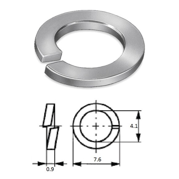 Шайба пружинная (гровер) M 4 нерж.A2 (100 шт) Шайба пружинная (гровер) M 4 нерж.A2 (100 шт)