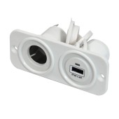 Панель с USB-разъемом 5В/2.4А и прикуривателем, белая Панель с USB-разъемом 5В/2.4А и прикуривателем, белая