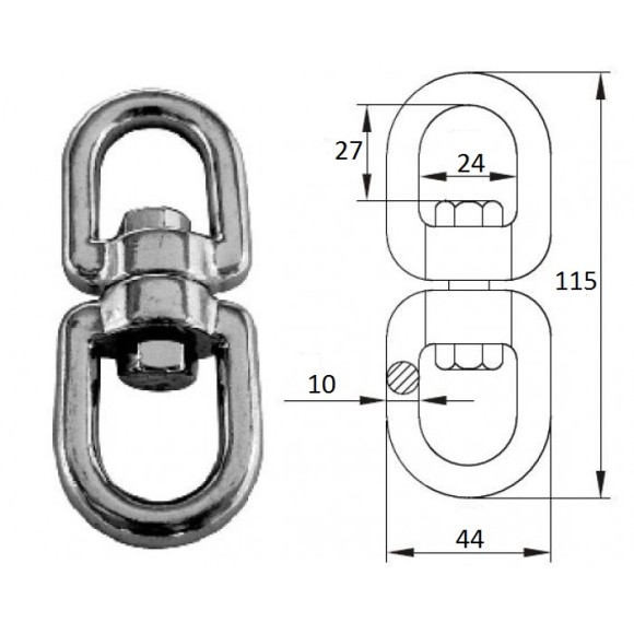 Вертлюг петля-петля 10мм Вертлюг петля-петля 10мм