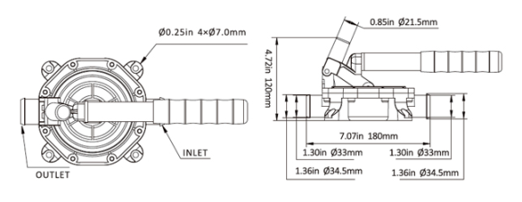 Помпа ручная, 720GPH (2725,5 л/час), SeaFlo