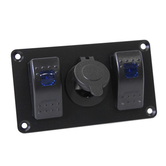 Панель 2х клавишных переключателей с розеткой питания NEKEKE Панель 2х клавишных переключателей с розеткой питания NEKEKE