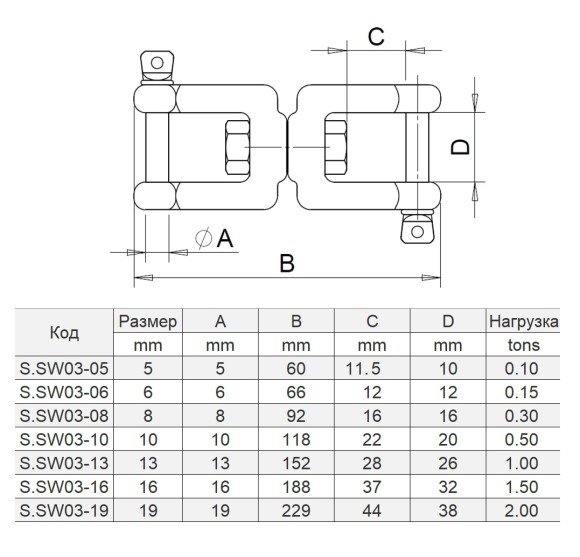 Вертлюг скоба/скоба, 6 мм Marine Rocket