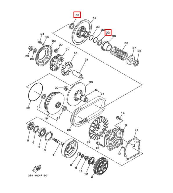 Сальник вариатора квадроцикл Yamaha GRIZZLY; KODIAK; RHINO; VIKING  (93104-41119) (Yamaha)