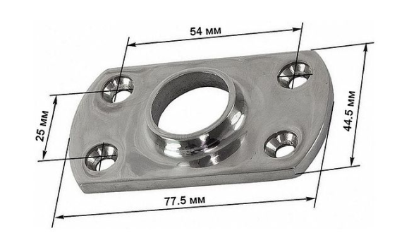 Основание стойки леера 7/8" (22 мм), 90 град, прямоугольное под сварку