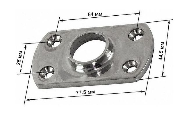 Основание стойки леера 7/8" (22 мм), 90 град, прямоугольное под сварку