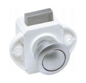 Замок дверной врезной, жемчуженый хром, белый корпус, D26мм