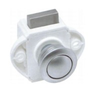 Замок дверной врезной, жемчуженый хром, белый корпус, D26мм