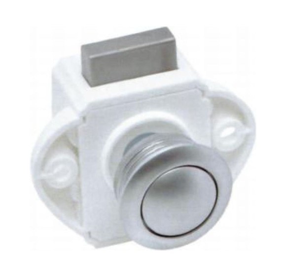 Замок дверной врезной, жемчуженый хром, белый корпус, D26мм