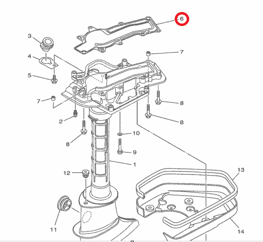 Прокладка под блок Yamaha F4-6 (6BX-45113-00) (PREMARINE)