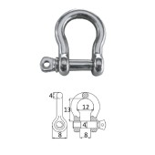 Скоба такелажная подкова с винтовым пальцем 4 мм сталь AISI 316 Скоба такелажная подкова с винтовым пальцем 4 мм сталь AISI 316