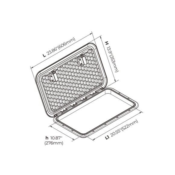 Крышка рундука SEAFLO 353x606 мм с замком, черный пластик