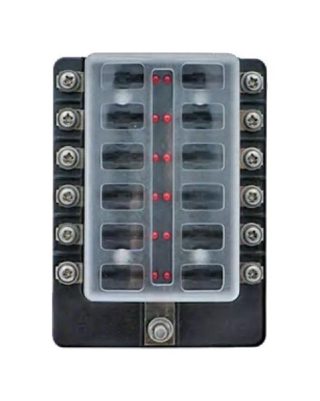 Блок на 12 предохранителей с индикацией исправности предохранителя, Marine Rocket Блок на 12 предохранителей с индикацией исправности предохранителя, Marine Rocket