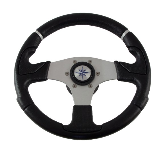 Рулевое колесо NISIDA обод черный, спицы серебряные д. 320 мм