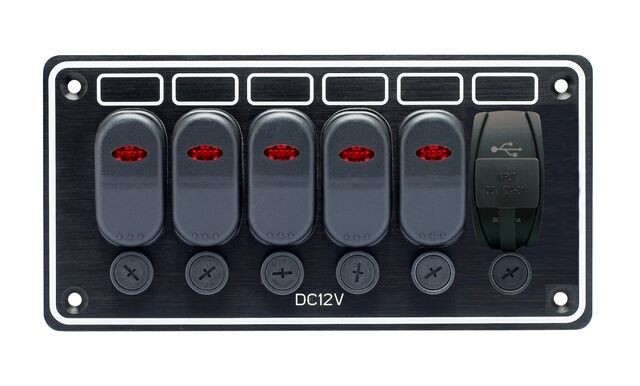 Панель бортового питания 5 переключателей, USB зарядка
